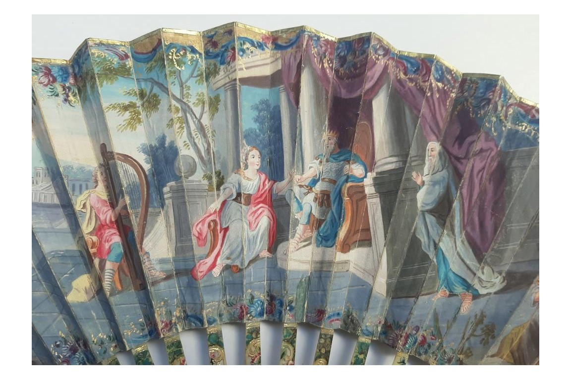 David playing the harp for Saul, fan circa 1740-60