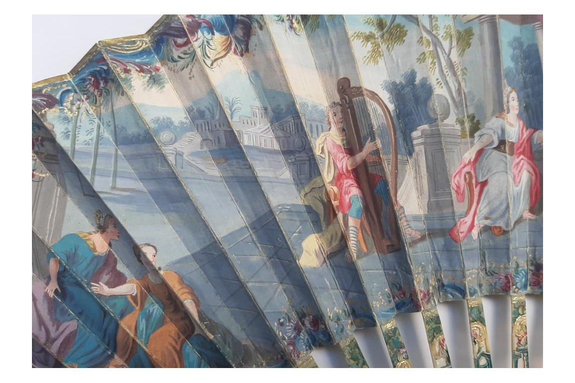 David playing the harp for Saul, fan circa 1740-60