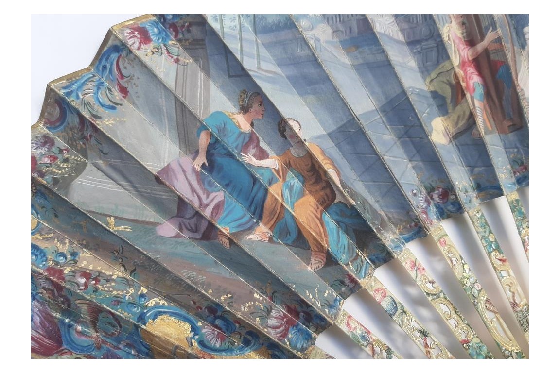 David playing the harp for Saul, fan circa 1740-60