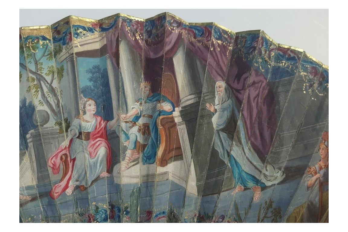 David playing the harp for Saul, fan circa 1740-60