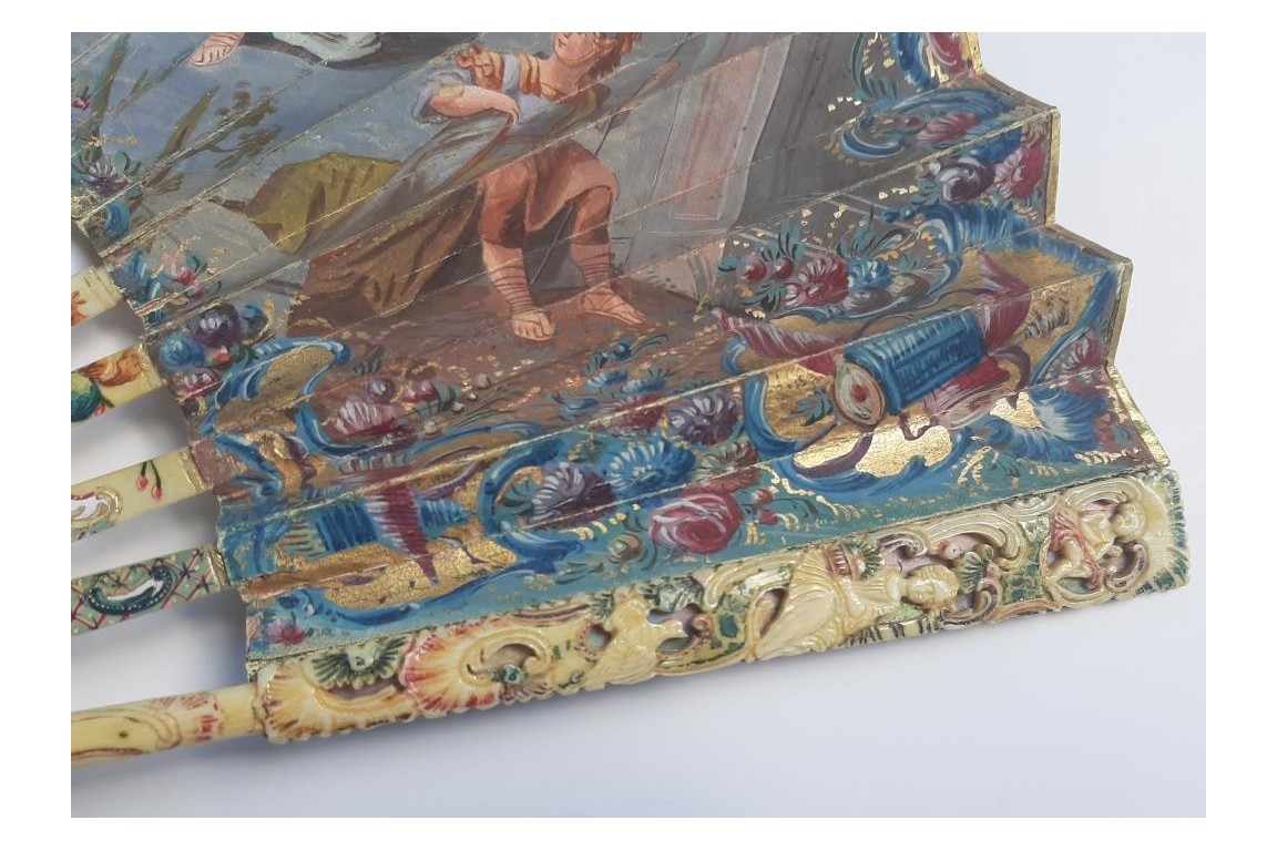 David playing the harp for Saul, fan circa 1740-60
