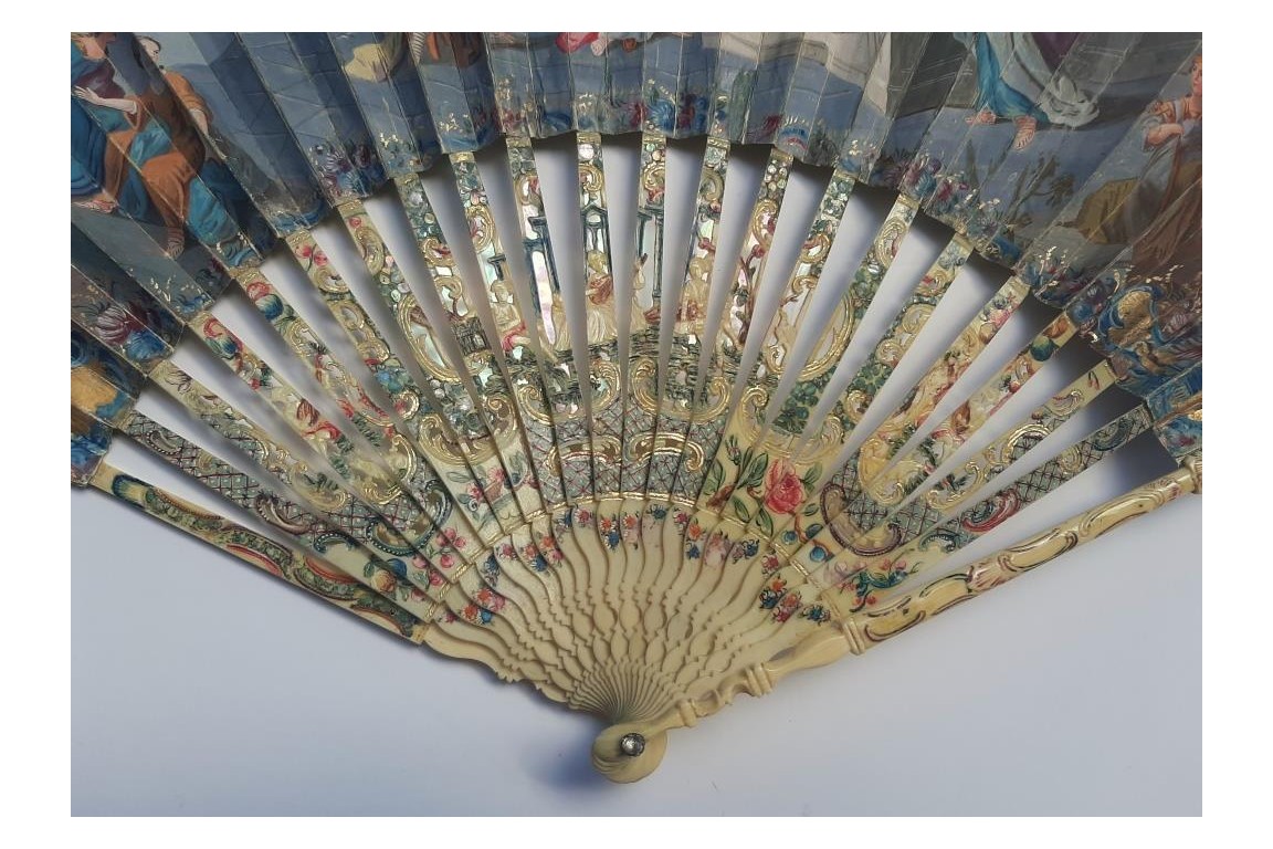 David playing the harp for Saul, fan circa 1740-60