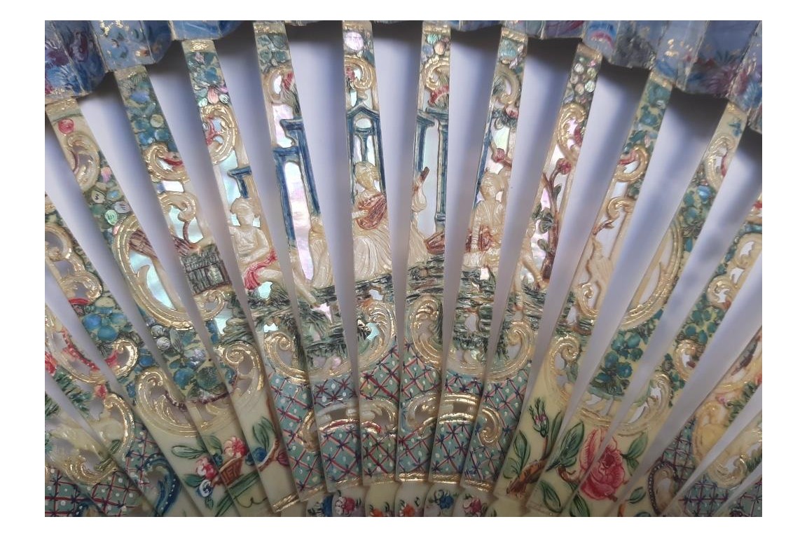 David playing the harp for Saul, fan circa 1740-60