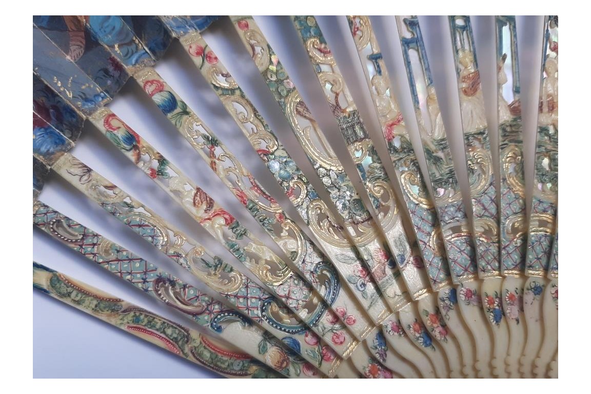 David playing the harp for Saul, fan circa 1740-60