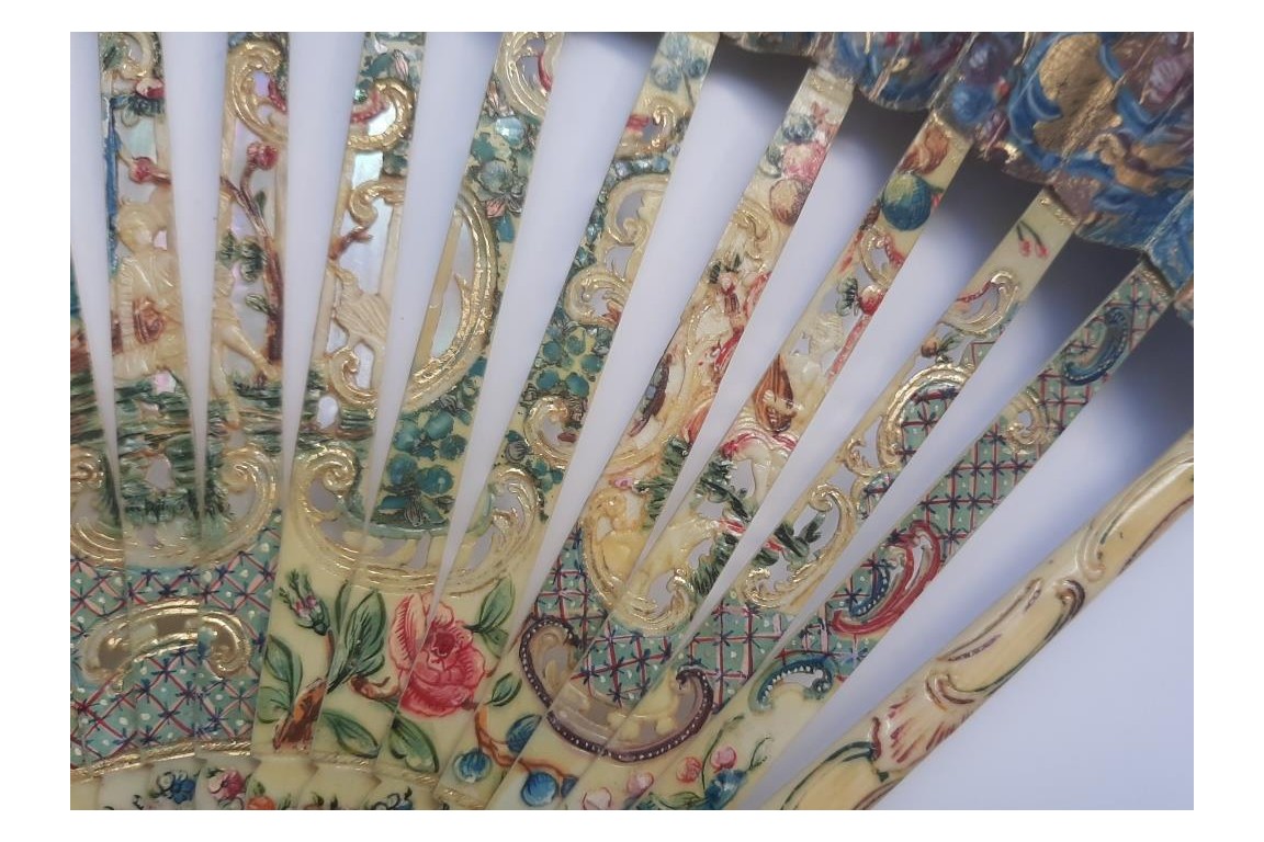David playing the harp for Saul, fan circa 1740-60