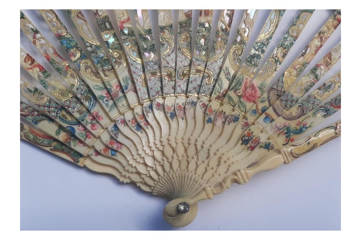 David playing the harp for Saul, fan circa 1740-60