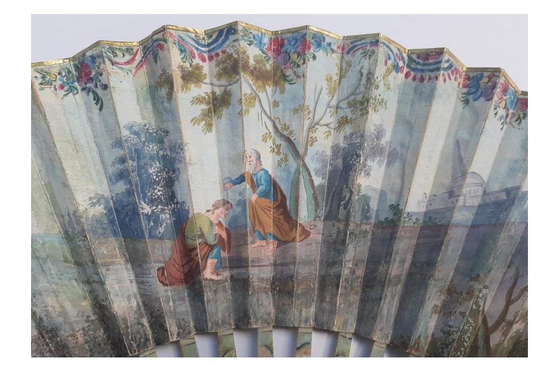 David playing the harp for Saul, fan circa 1740-60