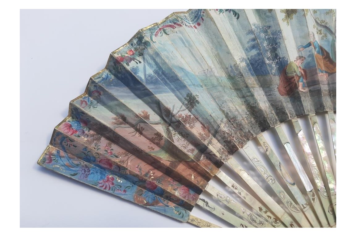 David playing the harp for Saul, fan circa 1740-60