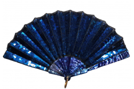 Magie bleue, éventail vers 1900