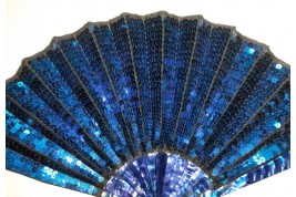Magie bleue, éventail vers 1900