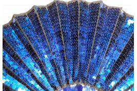Magie bleue, éventail vers 1900