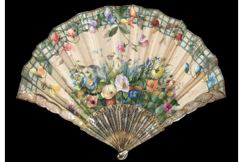 Blin's flowering trellis, fan by Blin and Duvelleroy circa 1905-1910