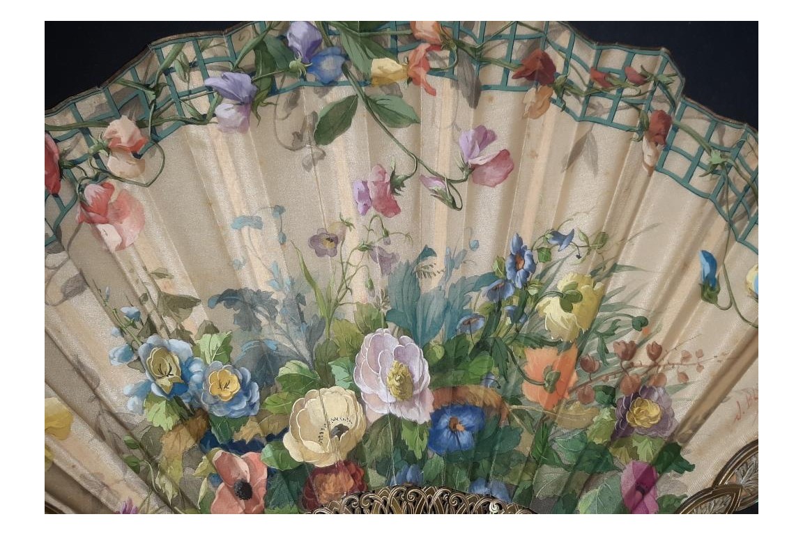 Blin's flowering trellis, fan by Blin and Duvelleroy circa 1905-1910