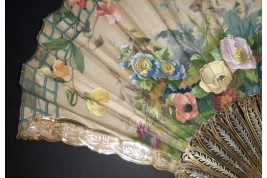 Blin's flowering trellis, fan by Blin and Duvelleroy circa 1905-1910