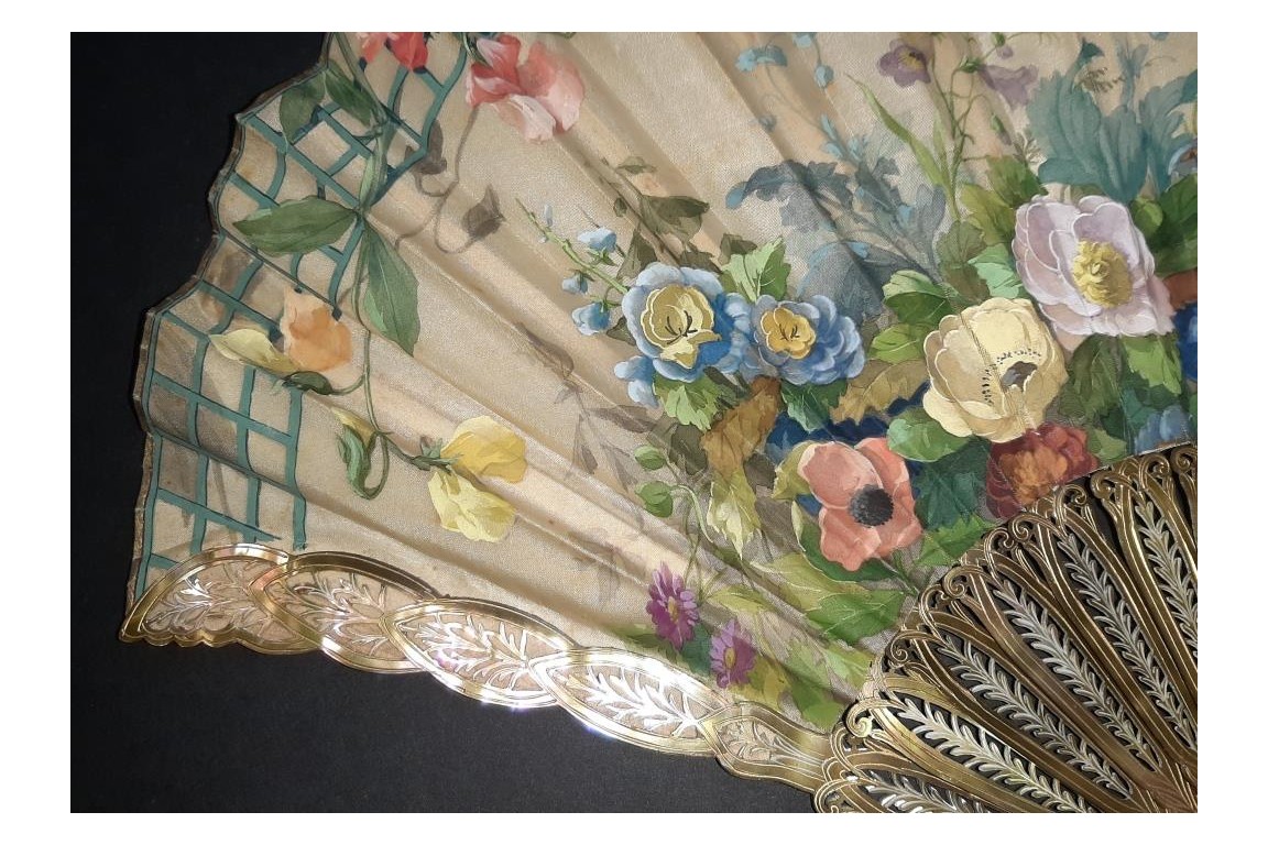 Blin's flowering trellis, fan by Blin and Duvelleroy circa 1905-1910