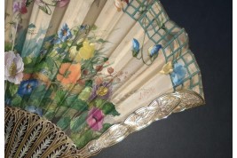 Blin's flowering trellis, fan by Blin and Duvelleroy circa 1905-1910