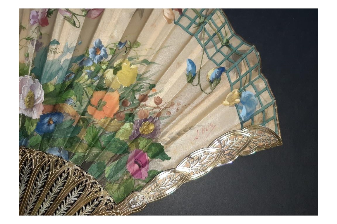 Blin's flowering trellis, fan by Blin and Duvelleroy circa 1905-1910