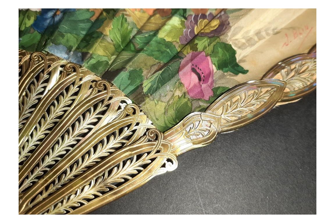 Blin's flowering trellis, fan by Blin and Duvelleroy circa 1905-1910