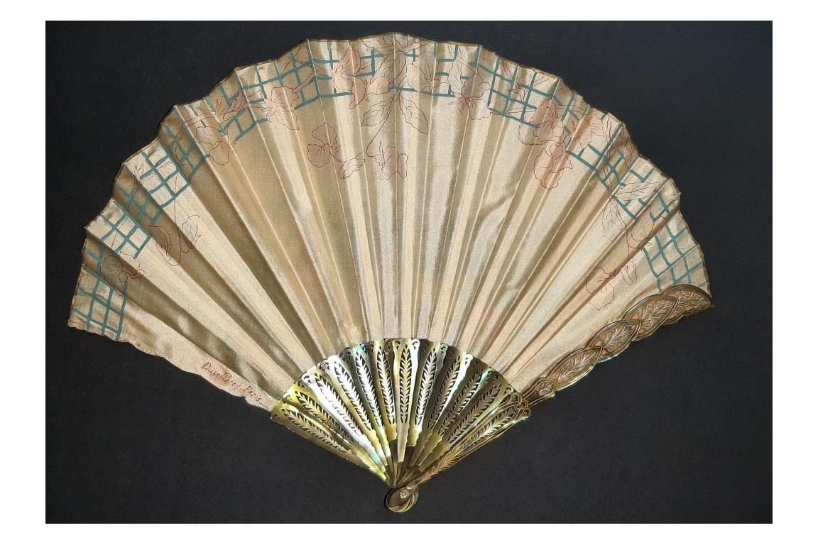 Blin's flowering trellis, fan by Blin and Duvelleroy circa 1905-1910