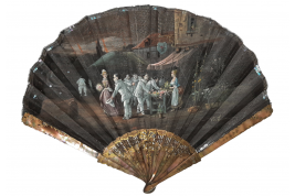 Pierrots at the flower market , fan by Van Garden and Duvelleroy circa 1910-1920