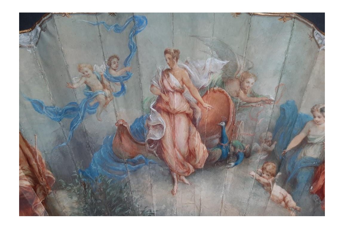 Junon ordonne à Éole de déchainer les vents, éventail de Lassimonne et Jules Vaillant, vers 1860