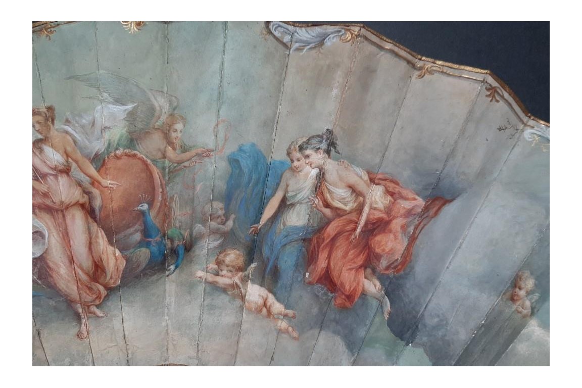 Junon ordonne à Éole de déchainer les vents, éventail de Lassimonne et Jules Vaillant, vers 1860