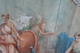 Junon ordonne à Éole de déchainer les vents, éventail de Lassimonne et Jules Vaillant, vers 1860