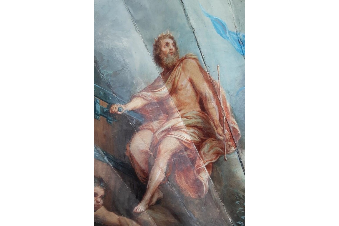 Junon ordonne à Éole de déchainer les vents, éventail de Lassimonne et Jules Vaillant, vers 1860