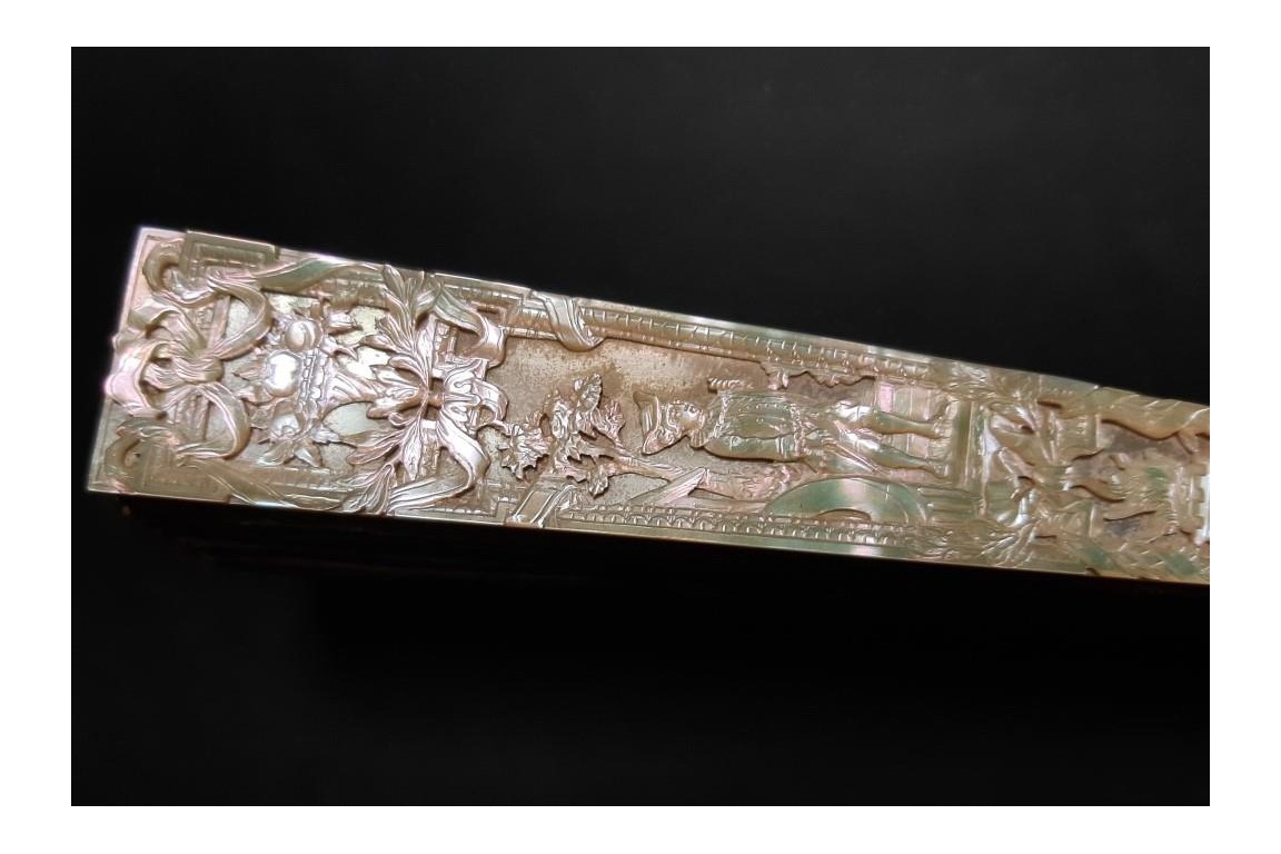 Junon ordonne à Éole de déchainer les vents, éventail de Lassimonne et Jules Vaillant, vers 1860