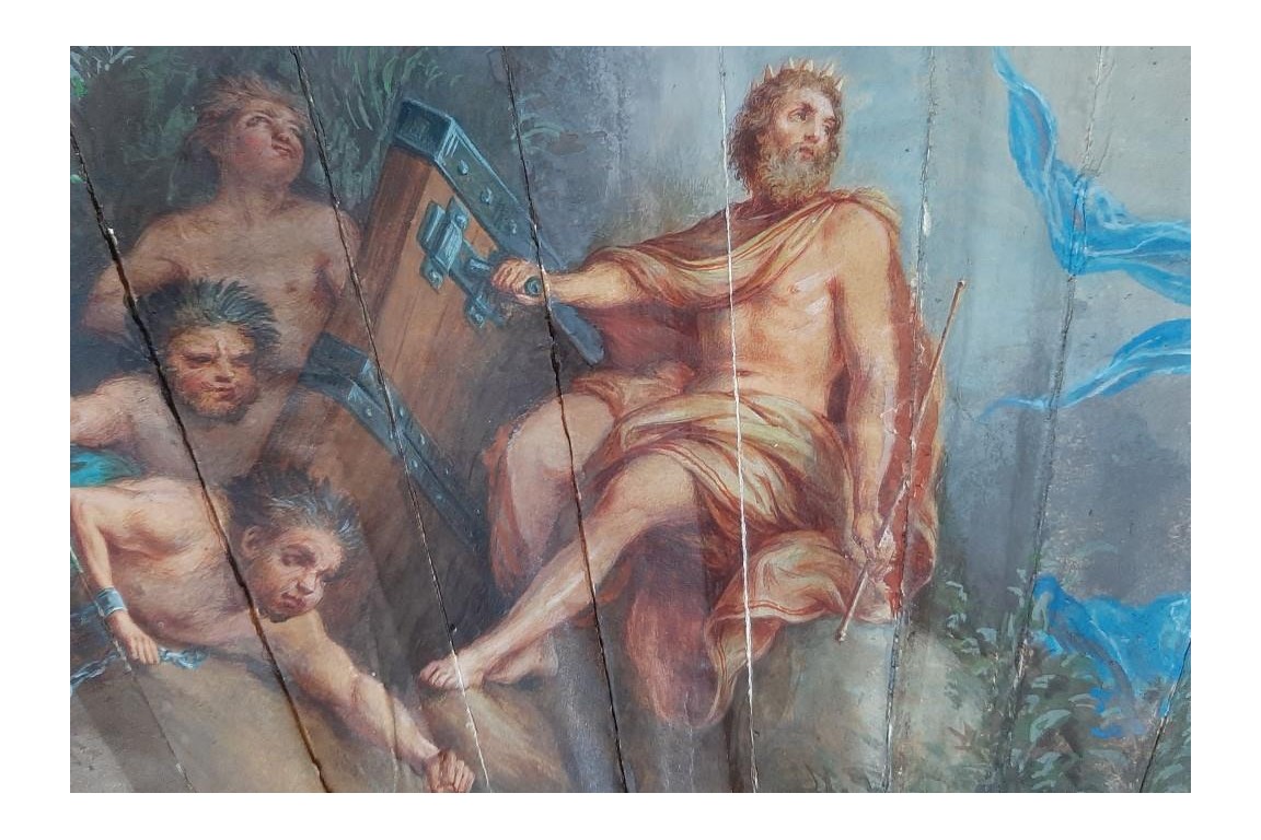 Junon ordonne à Éole de déchainer les vents, éventail de Lassimonne et Jules Vaillant, vers 1860