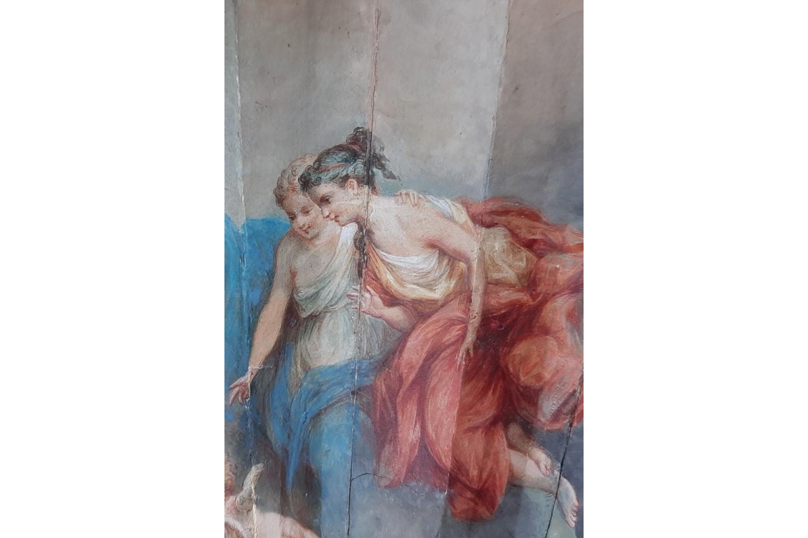 Junon ordonne à Éole de déchainer les vents, éventail de Lassimonne et Jules Vaillant, vers 1860