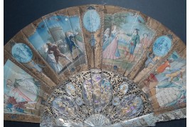 Gallantry through the centuries, fan in the style of Édouard Moreau, circa 1860