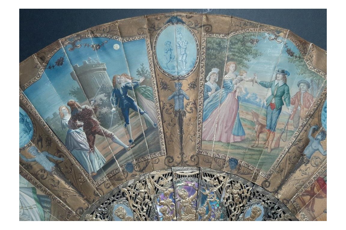 Gallantry through the centuries, fan in the style of Édouard Moreau, circa 1860