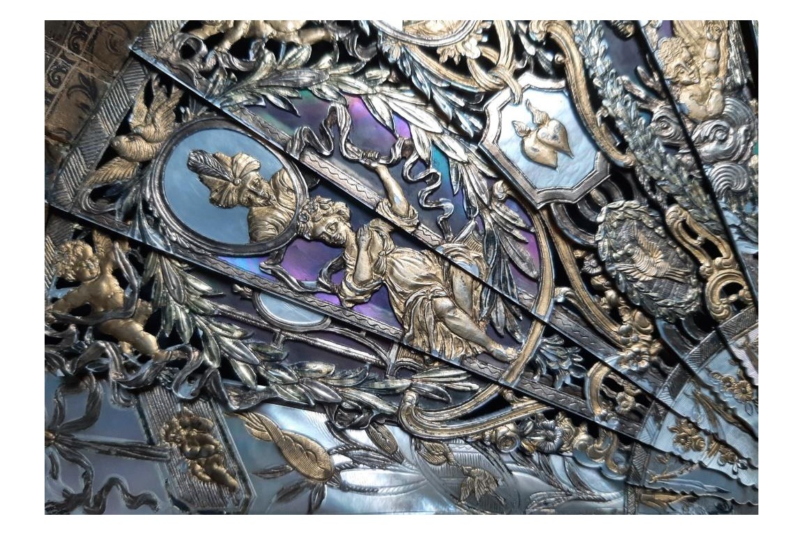 Gallantry through the centuries, fan in the style of Édouard Moreau, circa 1860