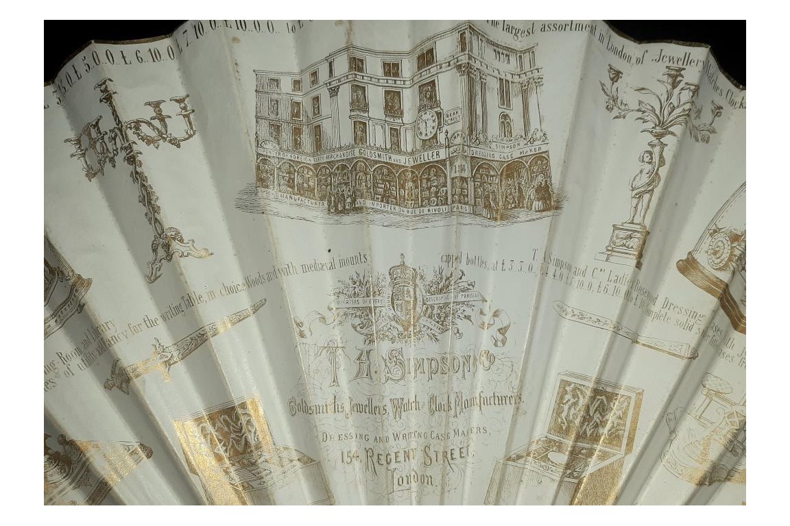 Les pendules de Simpson & Co, éventail publicitaire vers 1860-80