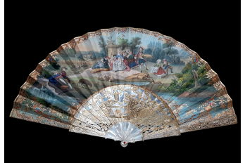 Summer harvest time, fan circa 1850-60