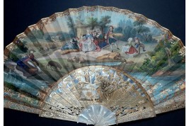 Summer harvest time, fan circa 1850-60