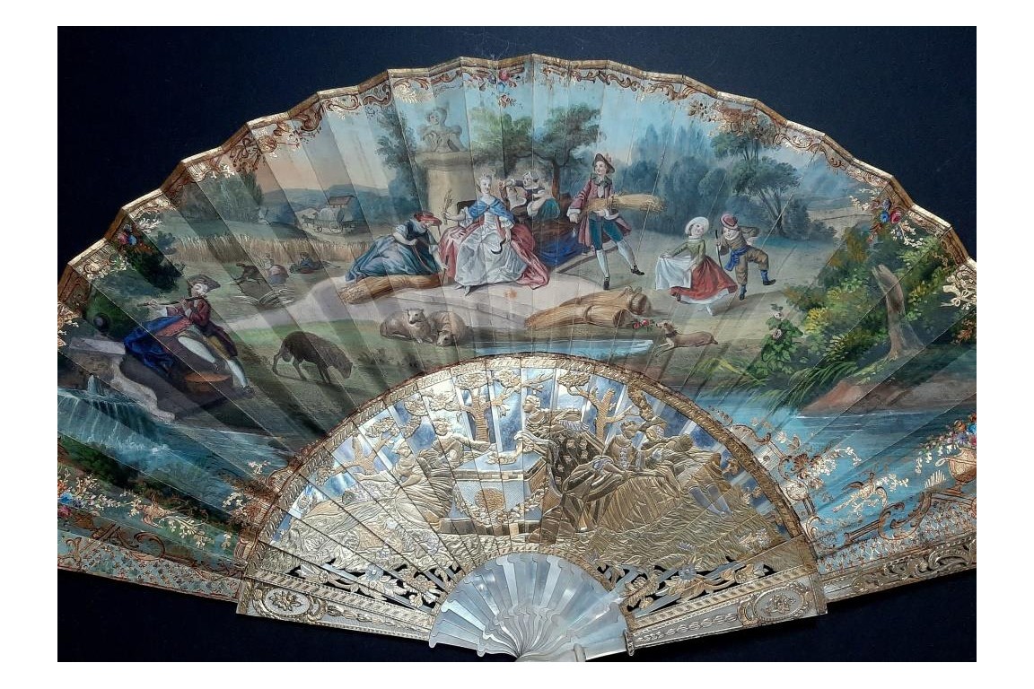 Summer harvest time, fan circa 1850-60