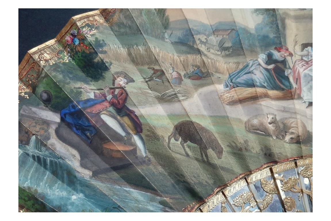Le temps des moissons, éventail vers 1850-60