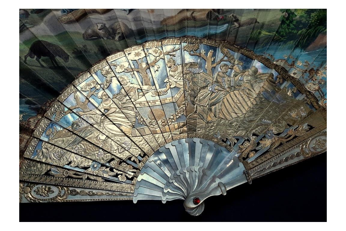 Summer harvest time, fan circa 1850-60