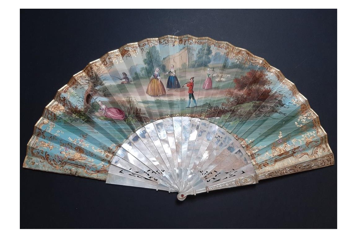 Summer harvest time, fan circa 1850-60