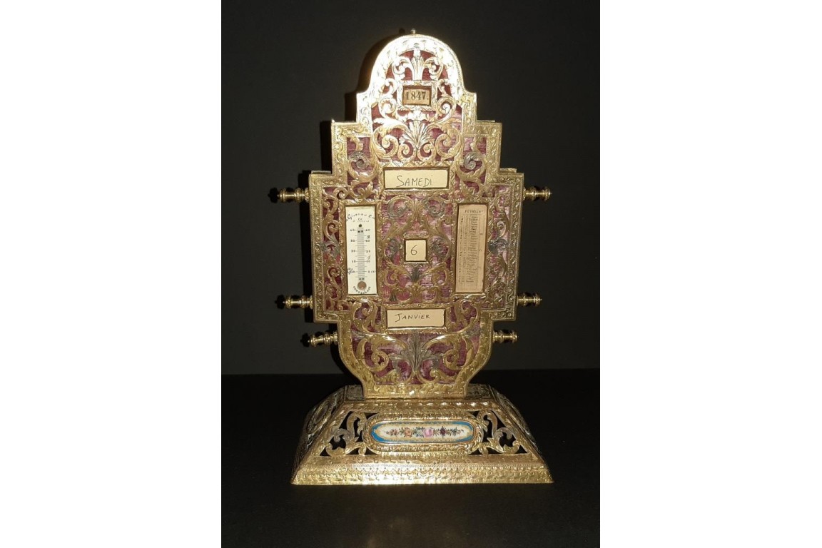 Porte-courrier calendrier de bureau, Alfonse Giroux, Second Empire
