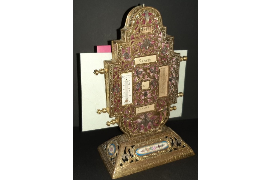 Porte-courrier calendrier de bureau, Alfonse Giroux, Second Empire