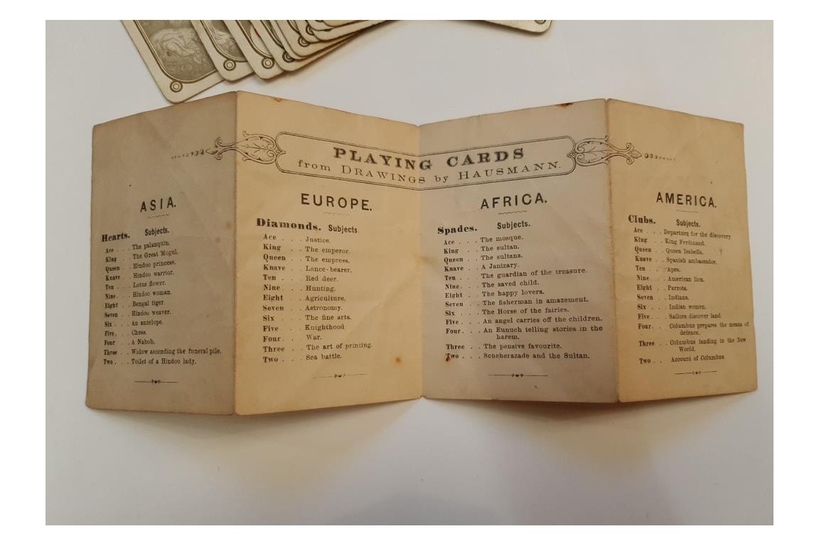 Les quatre continents, jeu de cartes, 1880-1906