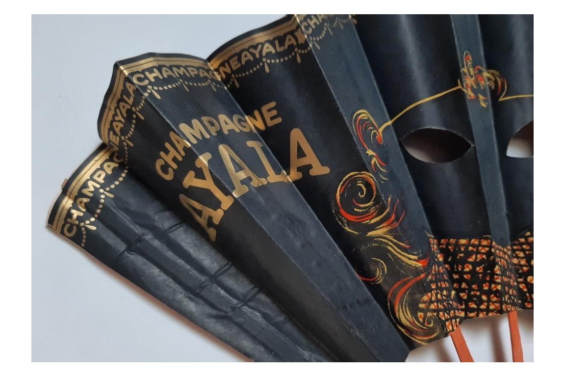 Ayala, mask fan for champagne, circa 1925-30