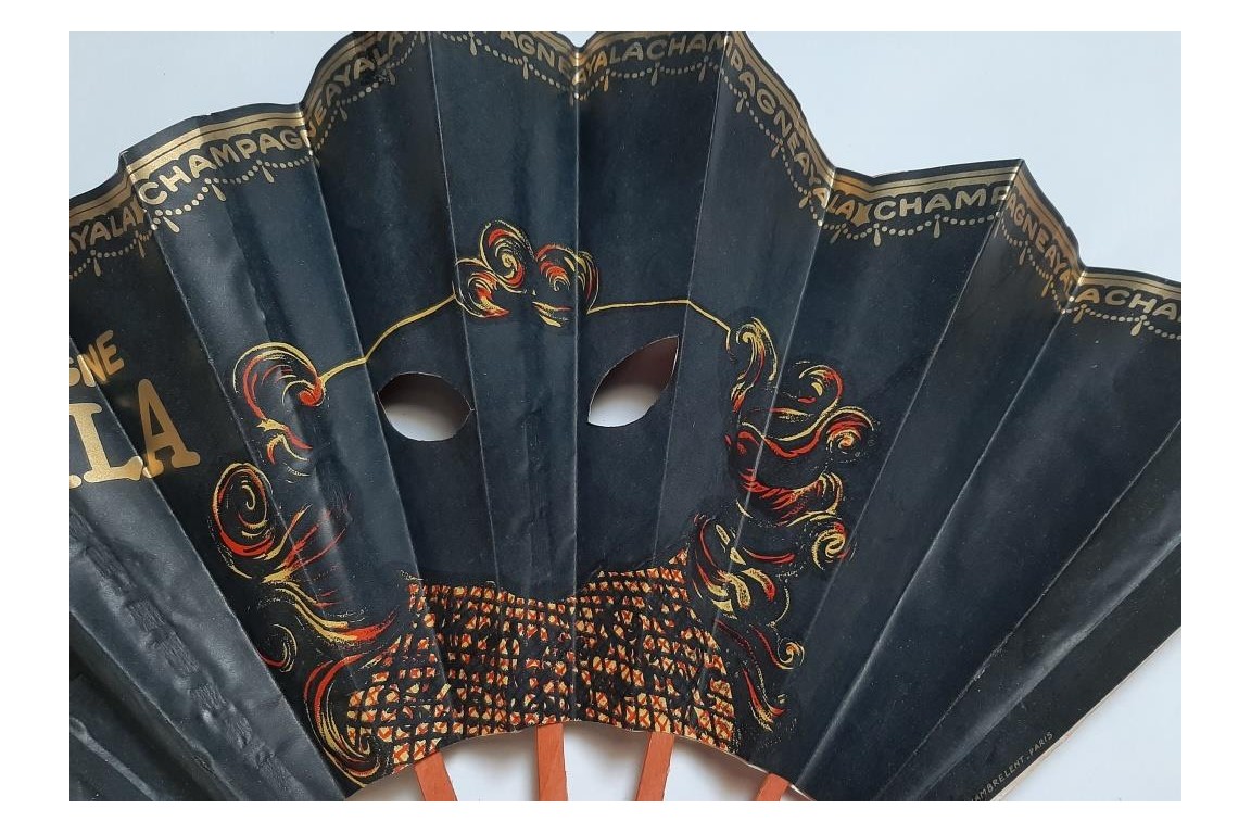 Ayala, mask fan for champagne, circa 1925-30