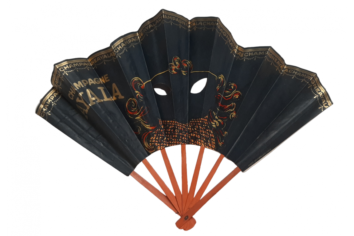 Ayala, mask fan for champagne, circa 1925-30