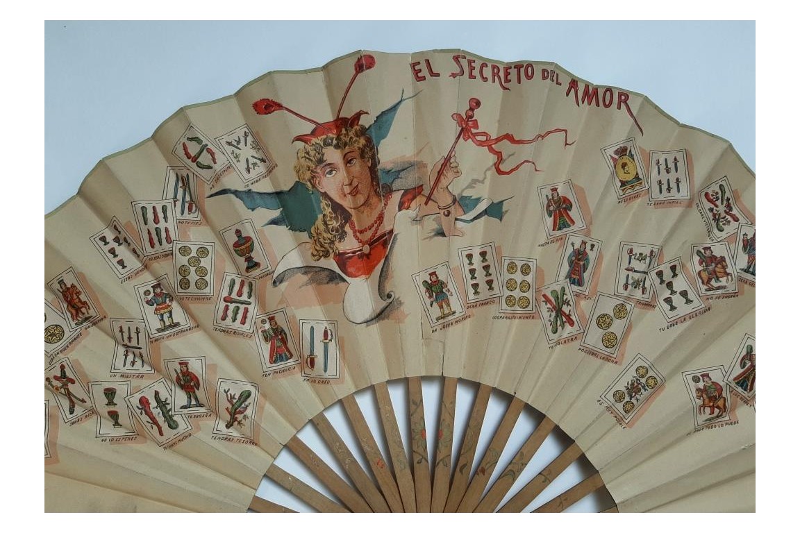 Love revealed by Spanish cards, fan circa 1880-90