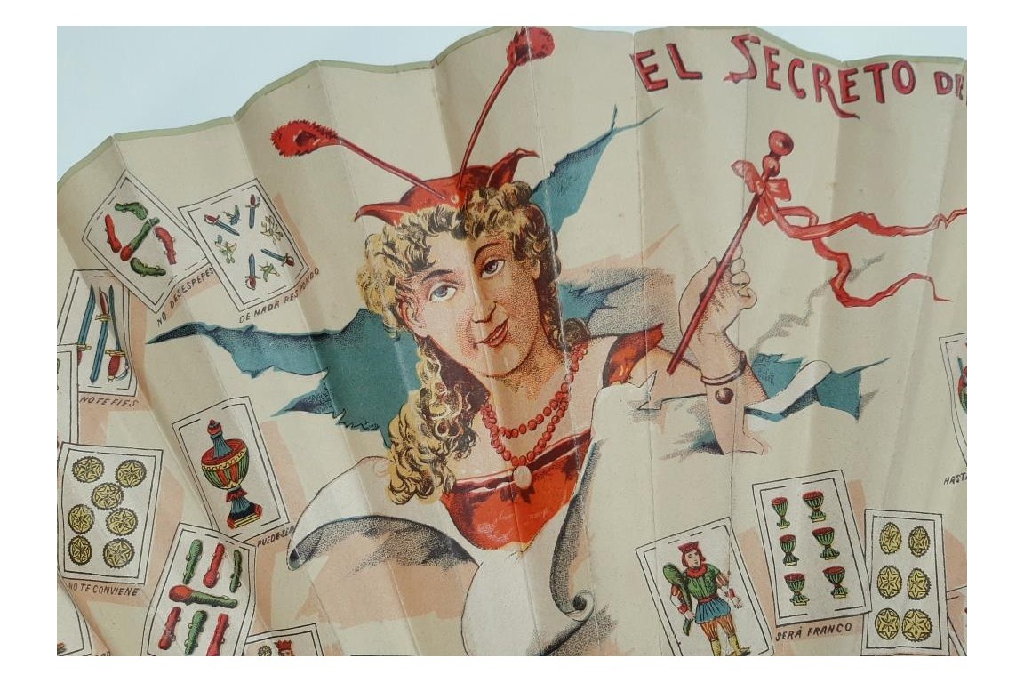 L'amour révélé par les cartes espagnoles, éventail vers 1880-90