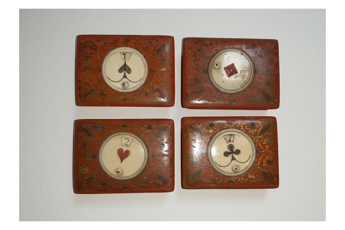 Boites à jetons pour jeu de quadrille, milieu XVIIIème siècle